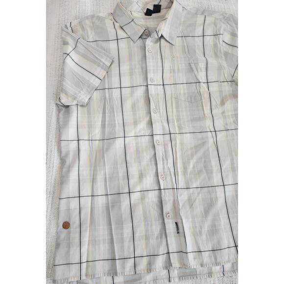 Rusty Men’s XXL Plaid Short Sleeve Shirt – White Black Y2K Surf Style - Picture 6 of 9